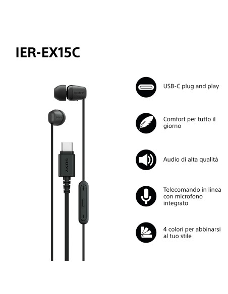SONY IER-EX15CB AURICOLARE IN-EAR NERO USB-C