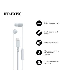 SONY IER-EX15CW AURICOLARE IN-EAR BIANCO USB-C 2