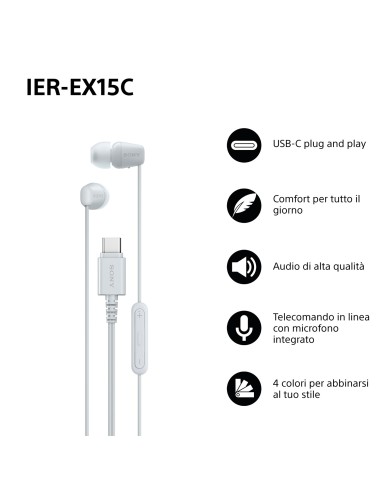 SONY IER-EX15CW AURICOLARE IN-EAR BIANCO USB-C