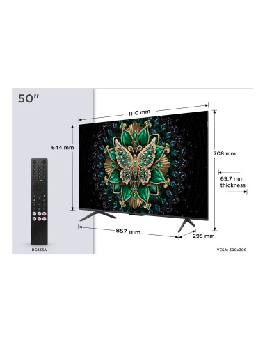 TCL 50C69K TVC 50" 4K QLED MINILED 144HZ TVSAT/AUDIO ONKYO