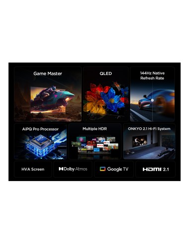 TCL 75P89K TVC 75" 4K QLED GOOGLE  144HZ TVSAT/AUDIO ONKYO + SUBWOOFER