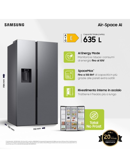 SAMSUNG RS70F64KET FRIGO SBS E NF  635LT INOX WIFI DISPEN. ALL. IDRICO