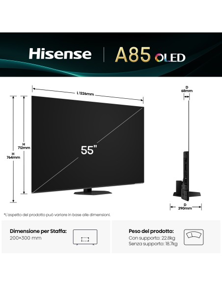 HISENSE 55A86Q TVC 55" 4K OLED      SMART SAT DOLBY ATMOS