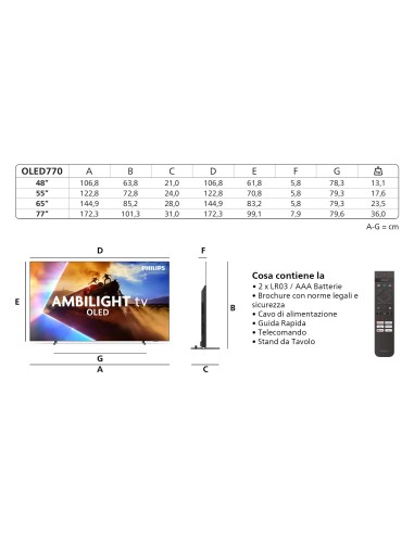 PHILIPS 55OLED770/12 TVC 55" OLED  4K SMART AMBILIGHT TVSAT 144HZ