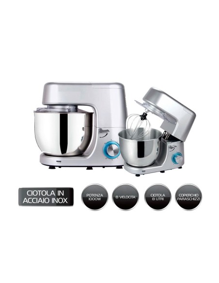 TECHLIFE TLCU200PL IMPASTATRICE CON CIOTOLA IN ACCIAIO 8LT 1400WATT