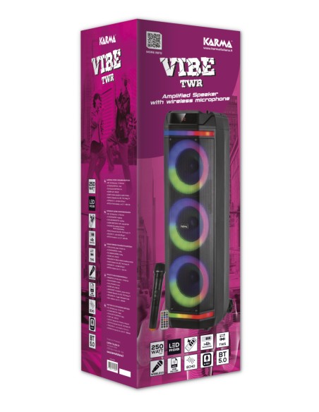 KARMA VIBE TWR DIFFUSORE TROLLEY BT 3X8" 250W 1 RADIOMICROFONO