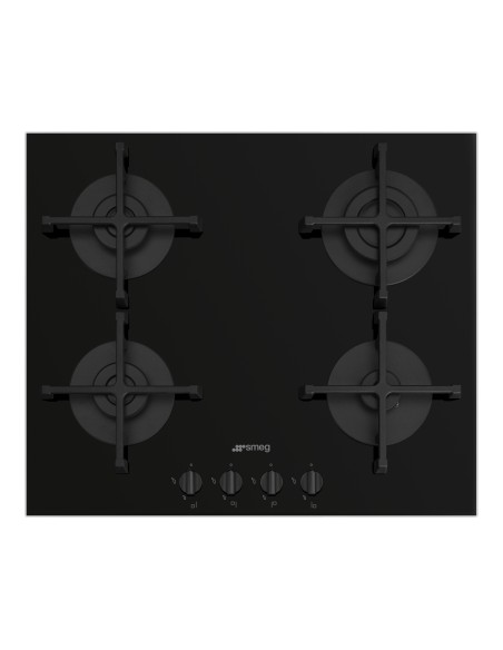 SMEG PV264B PIANO COTTURA 60CM NERO 4F VETRO GRIGLIE GHISA COM.FRONT.
