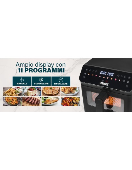 PRINCESS 182490 FRIGGITRICE AD ARIA VERT. 3000 W 2X 5,6LT NERA