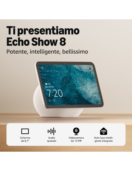 AMAZON ECHO SHOW 8 (2025) BIANCO 8,7" HD SMART SCREEN SPEAKER