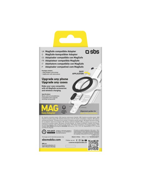 SBS TEUNIMAGADAPT ADATTATORE MAGSAFE UNIVERSALE ADESIVO NERO