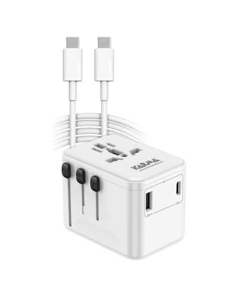 KARMA CC 9602USBC ALIMENTATORE DA VIAGGIO 4 PRESE USB/USB-C CON CAVO