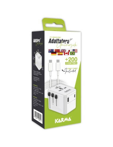 KARMA CC 9602USBC ALIMENTATORE DA VIAGGIO 4 PRESE USB/USB-C CON CAVO