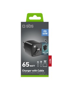SBS TETRRET65WK ALIM.RETE PD 65W USB-C CAVO INTEGRATO RETRATTILE NERO