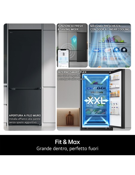 LG GBBS322CPY COMB. C 375LT NF INV. PRIME SILVER DISPLAY INTERNO H203