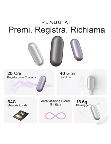 PLAUD NOTEPIN REGISTRATORE VOCALE AI