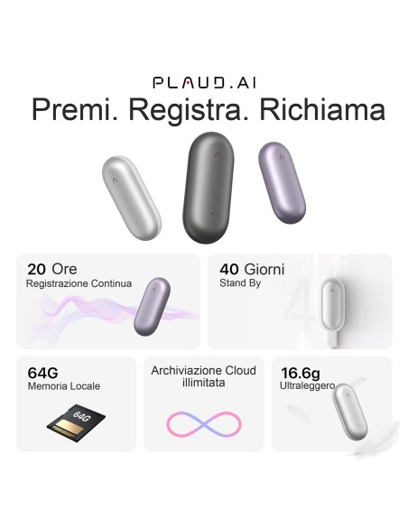 PLAUD NOTEPIN REGISTRATORE VOCALE AI