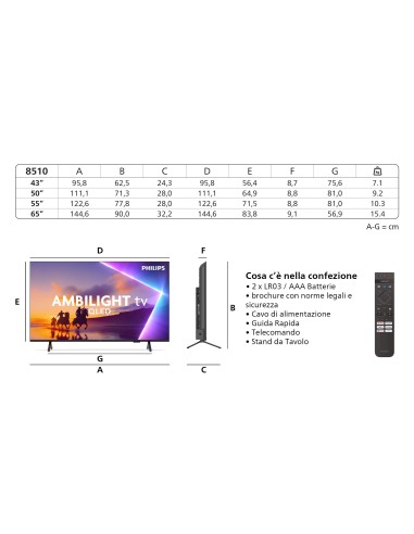 PHILIPS 50PUS8510/12 TVC 50" 4K    SMART AMBILIGHT TVSAT