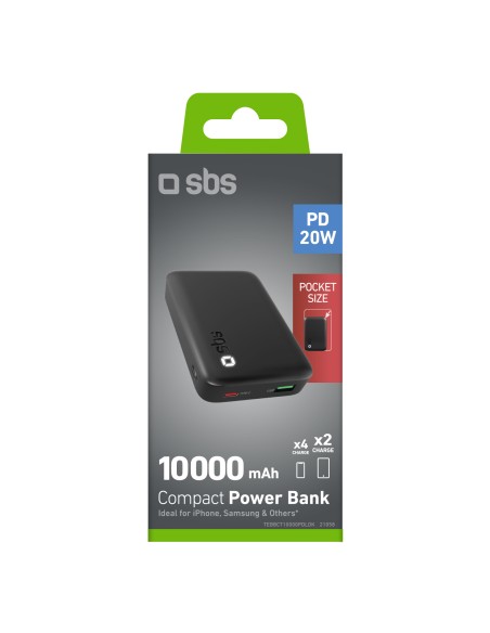 SBS TEBBCT10000PDLDK POWERBANK 10000MAH LED PD 20W 1 USB-A AFC + 1 USB