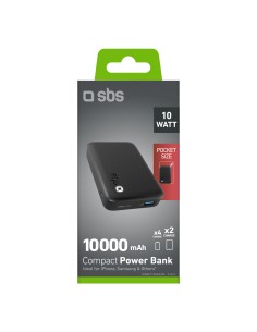 SBS TEBBCT10000LDK POWERBANK 10000MAH LED 1 USB-A 2.1A + 1 USB-C NERO 2