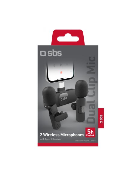SBS TEKIT2MICTYCBTK KIT 2 MICROFONI WIRELESS RICEVITORE USB-C NERO