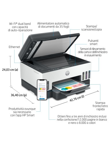 HP SMART TANK 7305 STAMPANTE AIO   3IN1 ADF WIFI