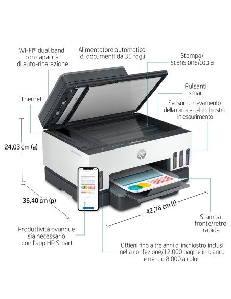 HP SMART TANK 7305 STAMPANTE AIO   3IN1 ADF WIFI