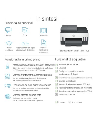 HP SMART TANK 7305 STAMPANTE AIO   3IN1 ADF WIFI