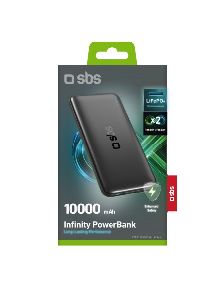 SBS TTBB10000PO4K POWERBANK 10W    10.000MAH CON BATTERIE LIFEPO4 NERO