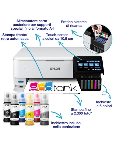 EPSON ET-8550 STAMPANTE ECOTANK    PHOTO A3+ WIFI INK CLARIA