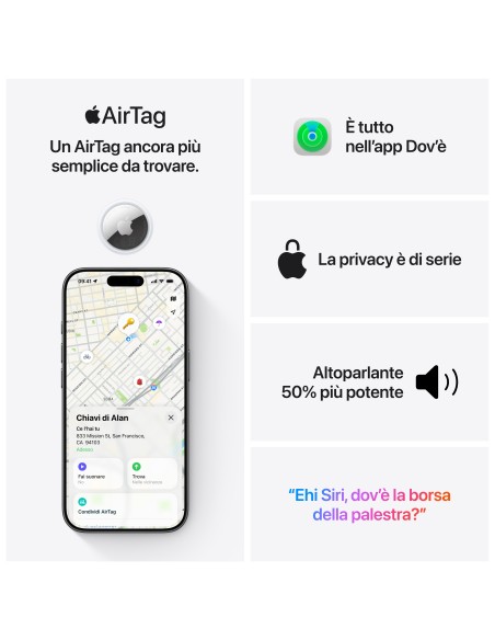 APPLE MFE94ZY/A AIRTAG LOCALIZZATORE BLUETOOTH