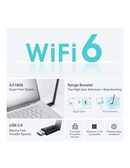 TPLINK ARCHER TX35U PLUS AX1800 ADATTATORE USB WIFI 6 CON ANTENNA