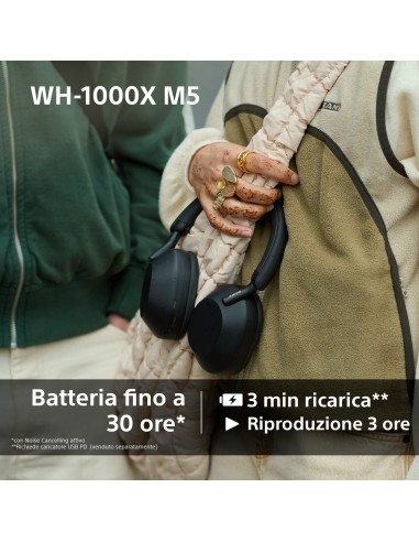 SONY WH-1000XM5B CUFFIA BT NERO CANC.RUMORE DR.30MM AUT.30 ORE