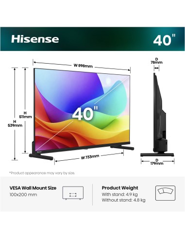 HISENSE 40A59S TVC 40" FHD QLED    SMART  SAT