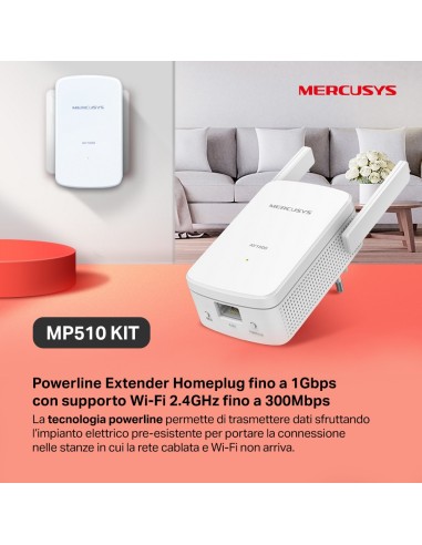 MERCUSYS MP510 KIT AV1000 GIGABIT POWERLINE WI-FI