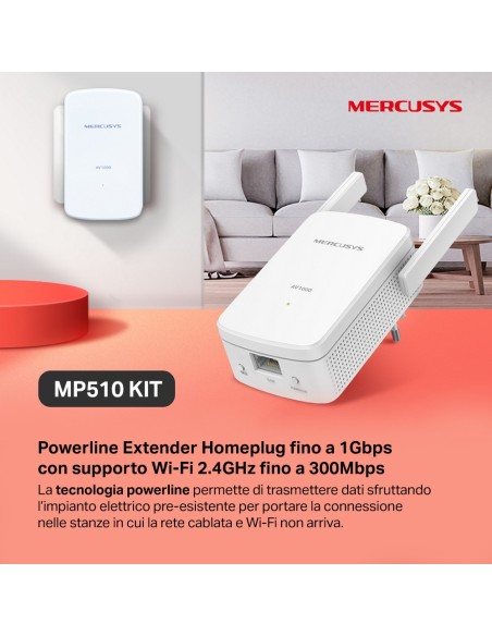 MERCUSYS MP510 KIT AV1000 GIGABIT POWERLINE WI-FI
