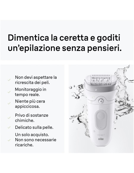 BRAUN SE7041 EPILATORE SILK-EPIL RETE BIANCO/ARGENTO