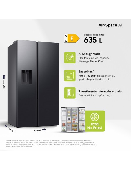 SAMSUNG RS70F64KEF FRIGO SBS E NF  635LT ANTRACITE WIFI DISP. ALL.IDR.