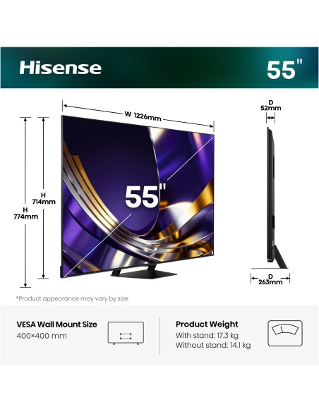 HISENSE 55U7S PRO TVC 55" MINILED  4K TVSAT DOLBY ATMOS 165HZ