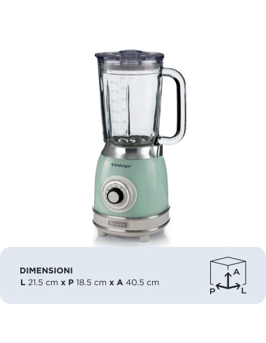 ARIETE 583/04 FRULLATORE VINTAGE VERDE CON TAZZA IN VETRO