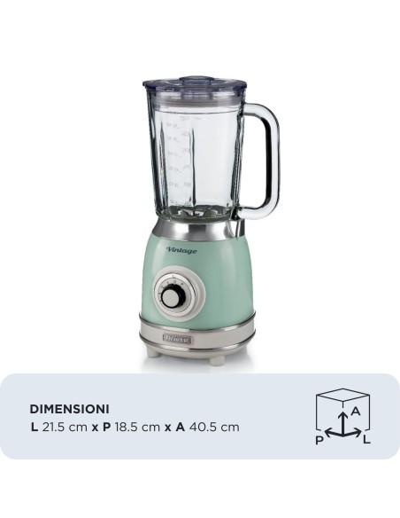 ARIETE 583/04 FRULLATORE VINTAGE VERDE CON TAZZA IN VETRO