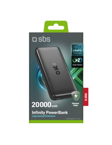 SBS TTBB20000PO4K POWERBANK 20000MAH 10W 1 USB-A AFC + 1 USB-C FAST CH