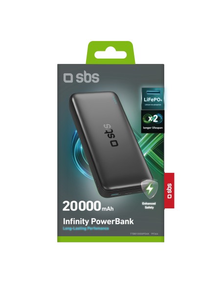 SBS TTBB20000PO4K POWERBANK 20000MAH 10W 1 USB-A AFC + 1 USB-C FAST CH
