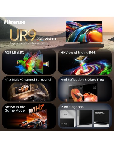 HISENSE 85UR9S TVC 85" MINILED 4K  RGB DOLBY ATMOS HI CONCERTO 180HZ