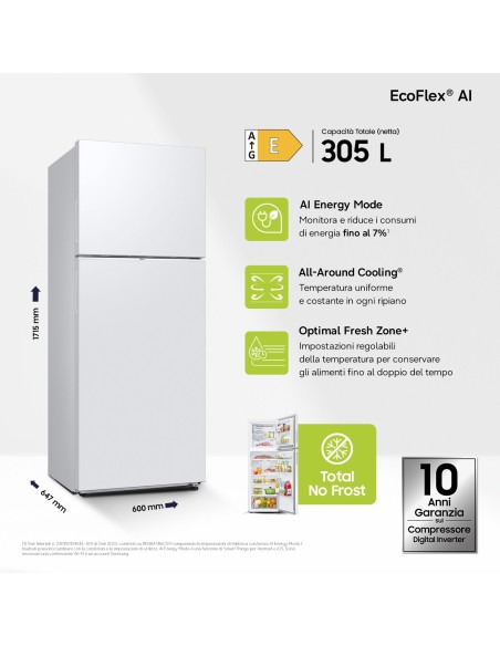 SAMSUNG RT31CG5624WW FRIGO D.P. E  305LT NF BIANCO WIFI H171,5 L60 P64