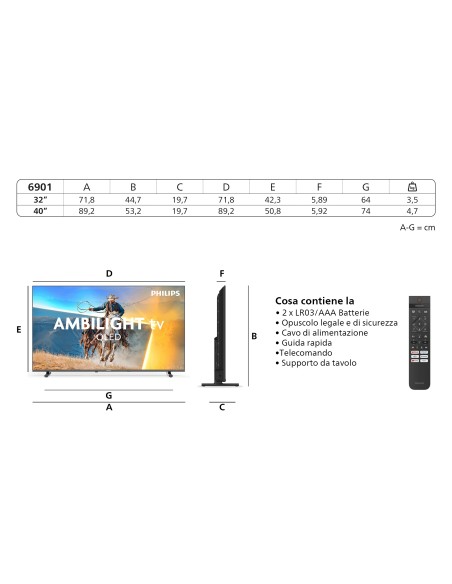 PHILIPS 32PQS6901/12 TVC 32" QLED  FHD AMBILIGHT SMART TVSAT