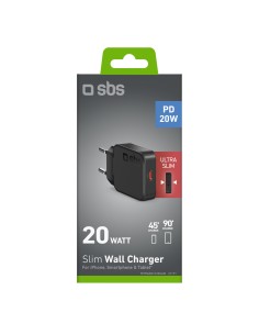 SBS TETRGAN1C20SLIM ALIM.RETE 1XUSB-C PD 20W ULTRA SLIM NERO