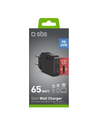 SBS TETRGAN2C65SLIM ALIM.RETE 2XUSB-C PD 65W ULTRA SLIM NERO