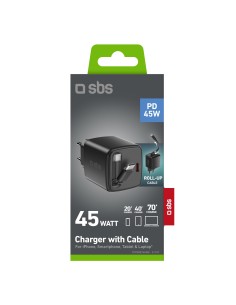 SBS TETRRET45WK ALIM.RETE USB-C 1XUSB-C CAVO RETRATTILE NERO