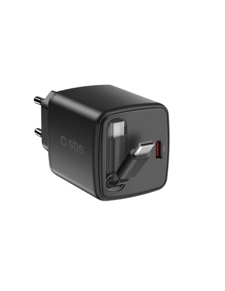 SBS TETRRET45WK ALIM.RETE USB-C 1XUSB-C CAVO RETRATTILE NERO