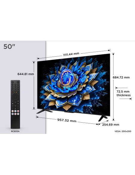 TCL 50T69C TVC 50" 4K QLED GOOGLE  TVSAT/AUDIO ONKYO